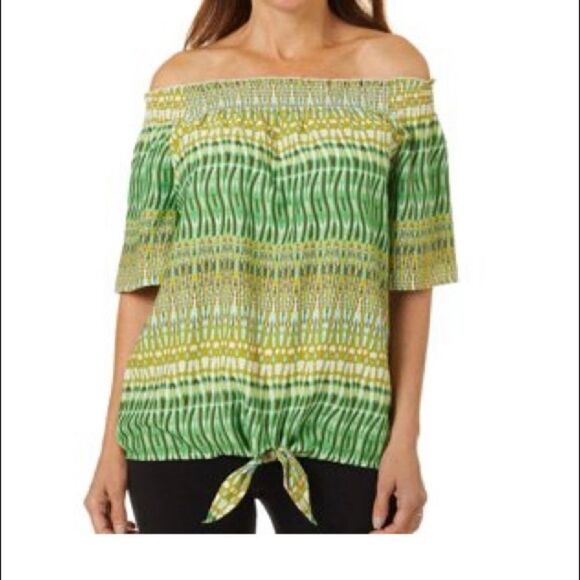 CORAL BAY Petite Medium Multi-Green Top - Picture 5 of 7